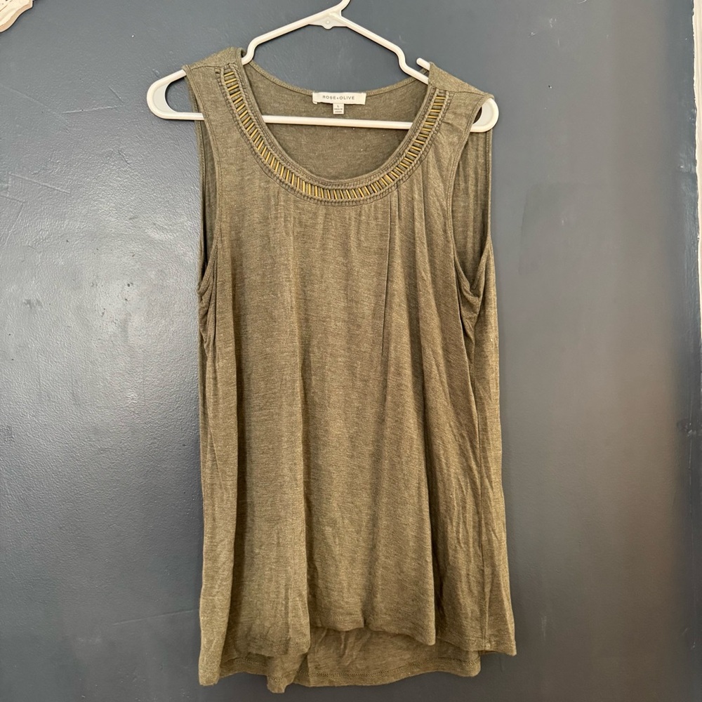 Rose & Olive Olive Gray Tank Top